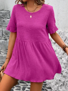 Crinkle Textured Ruffle Babydoll Blouse - Image 12