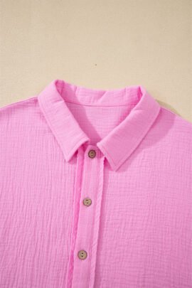 Bonbon Mineral Wash Textured Ruffle Trim Short Sleeve Shirt Bonbon Mineral Wash Textured Ruffle Trim Short Sleeve Shirt - Image 8