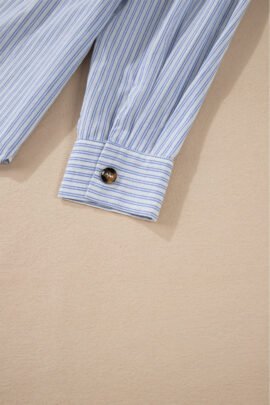 Sky Blue Stripe Striped Buttoned up Long Sleeve Shirt Sky Blue Stripe Striped Buttoned up Long Sleeve Shirt - Image 8