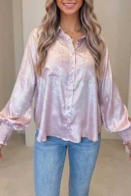 Delicacy Long Sleeve Button Front Ruffle Cuffs Back Paneling Shirt Delicacy Long Sleeve Button Front Ruffle Cuffs Back Paneling Shirt - Image 2