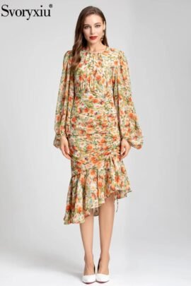 Premium Designer Midi Dress High-Low Chiffon Cocktail Dress