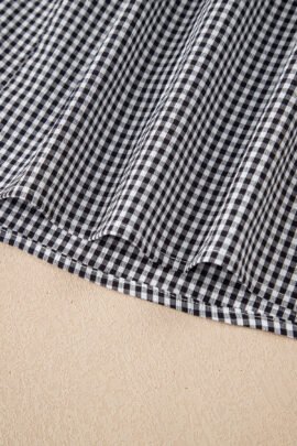Black Plus Size Plaid Bow Decor Bell Sleeve Round Neck Jumper Black Plus Size Plaid Bow Decor Bell Sleeve Round Neck Jumper - Image 5
