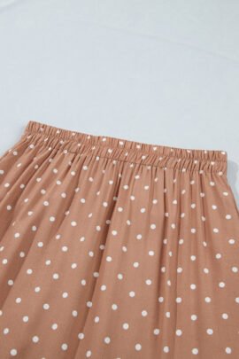 Brown Polka Dot Lace Hem Elegant Long Shift Skirt - Image 18