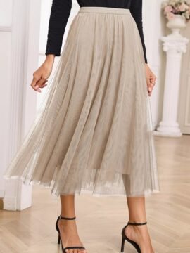 Tulle Mesh Overlay Flared Midi Skirt 2d6b902483ec491785a06759056d8944-Max-Origin