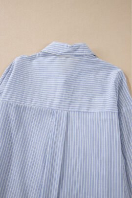 Sky Blue Stripe Striped Buttoned up Long Sleeve Shirt Sky Blue Stripe Striped Buttoned up Long Sleeve Shirt - Image 7