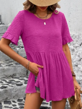 Crinkle Textured Ruffle Babydoll Blouse - Image 8