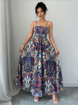 Mid Length Womens Printed Slip Dress - Image 2