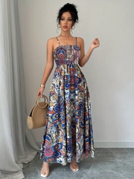 Mid Length Womens Printed Slip Dress - Image 3