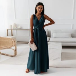 V-neck Sleeveless Dress With Belt Summer Fashion Party Club Evening Maxi Dresses For Women Clothing V-neck Sleeveless Dress With Belt Summer Fashion Party Club Evening Maxi Dresses For Women Clothing - Image 9