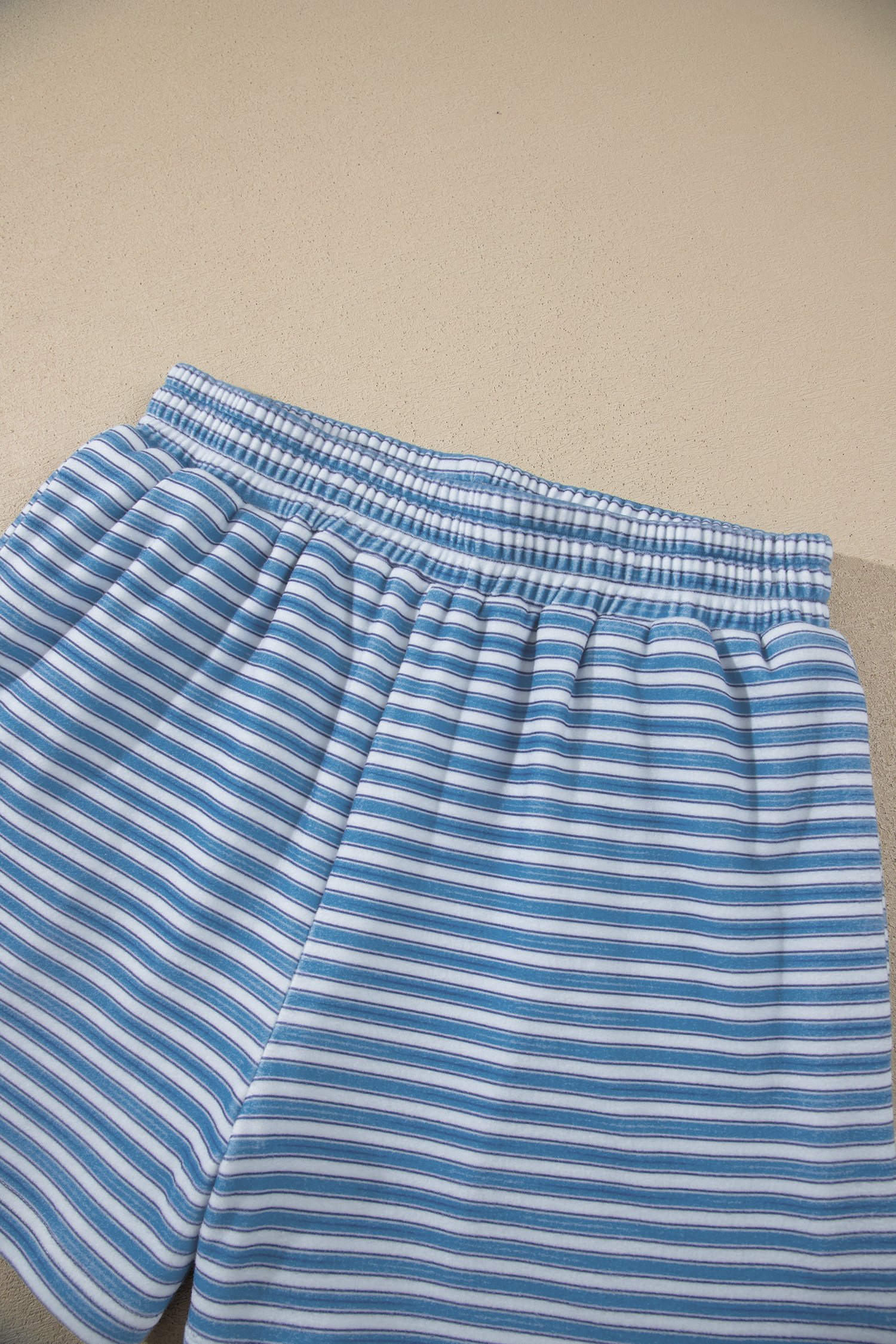 Sky Blue Stripe Long Sleeve Oversized Top Pocketed Casual Shorts Two Piece Set Sky Blue Stripe Long Sleeve Oversized Top Pocketed Casual Shorts Two Piece Set - Image 12
