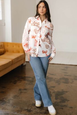 White Rodeo Cowgirl Print Western Button up Shirt - Image 7