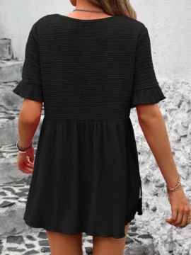 Crinkle Textured Ruffle Babydoll Blouse - Image 19