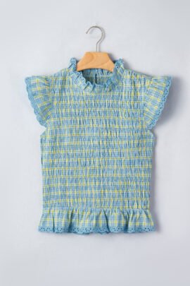 Multicolour Gingham Smoked Lace Trim Tank Top Multicolour Gingham Smoked Lace Trim Tank Top - Image 3