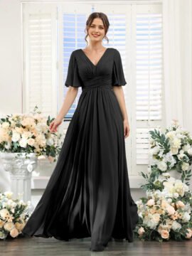 Split Mixed Satin Banquet Evening Long Dress - Image 7