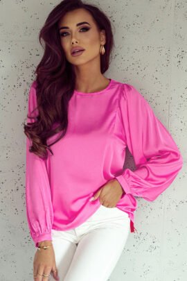 Glossy Silky Satin Puff Long Sleeve Blouse | Feminine Touch