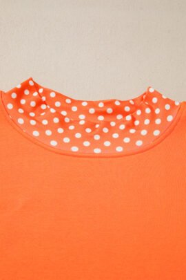 Racing Red Polka Dot Patchwork Round Neck Plus Size Sweatshirt - Image 31