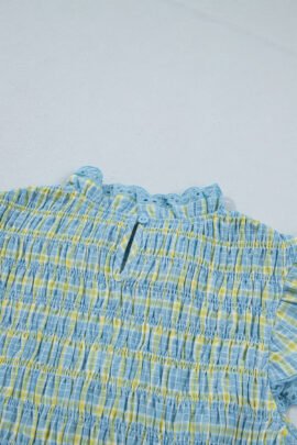 Multicolour Gingham Smoked Lace Trim Tank Top Multicolour Gingham Smoked Lace Trim Tank Top - Image 6