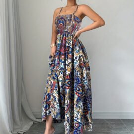Mid Length Womens Printed Slip Dress