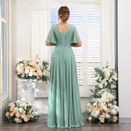 Split Mixed Satin Banquet Evening Long Dress - Image 3