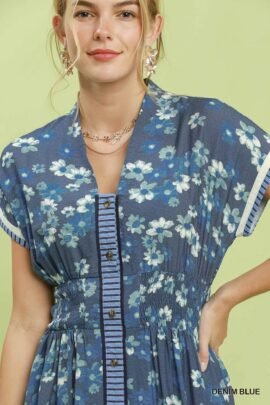 Floral Midi Shift Dress - Full Button-down & Ruffle Sleeve 5edc926c-567d-4ab7-86e9-4ac592c94517-Max-Origin