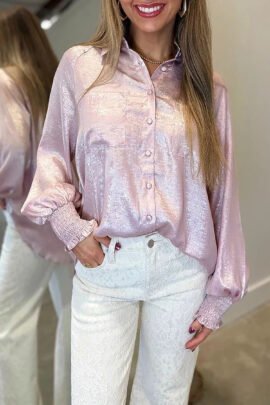 Delicacy Long Sleeve Button Front Ruffle Cuffs Back Paneling Shirt Delicacy Long Sleeve Button Front Ruffle Cuffs Back Paneling Shirt - Image 3