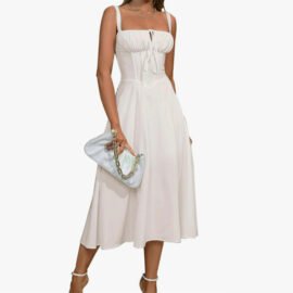 Solid Ruched Milkmaid Midi Dress Solid Ruched Milkmaid Midi Dress - Image 6
