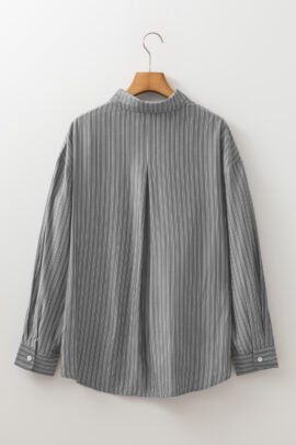 Black Stripe Button Up Oversized Casual Shirt Black Stripe Button Up Oversized Casual Shirt - Image 6