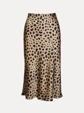 Elegant Satin Fishtail Midi Skirt - High Waist Flared Hem Skirt - Image 4