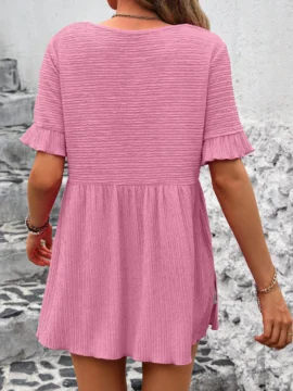 Crinkle Textured Ruffle Babydoll Blouse - Image 16