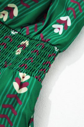 Green Floral Print V Neck Long Sleeve Shift Plus Size Dress Green Floral Print V Neck Long Sleeve Shift Plus Size Dress - Image 6