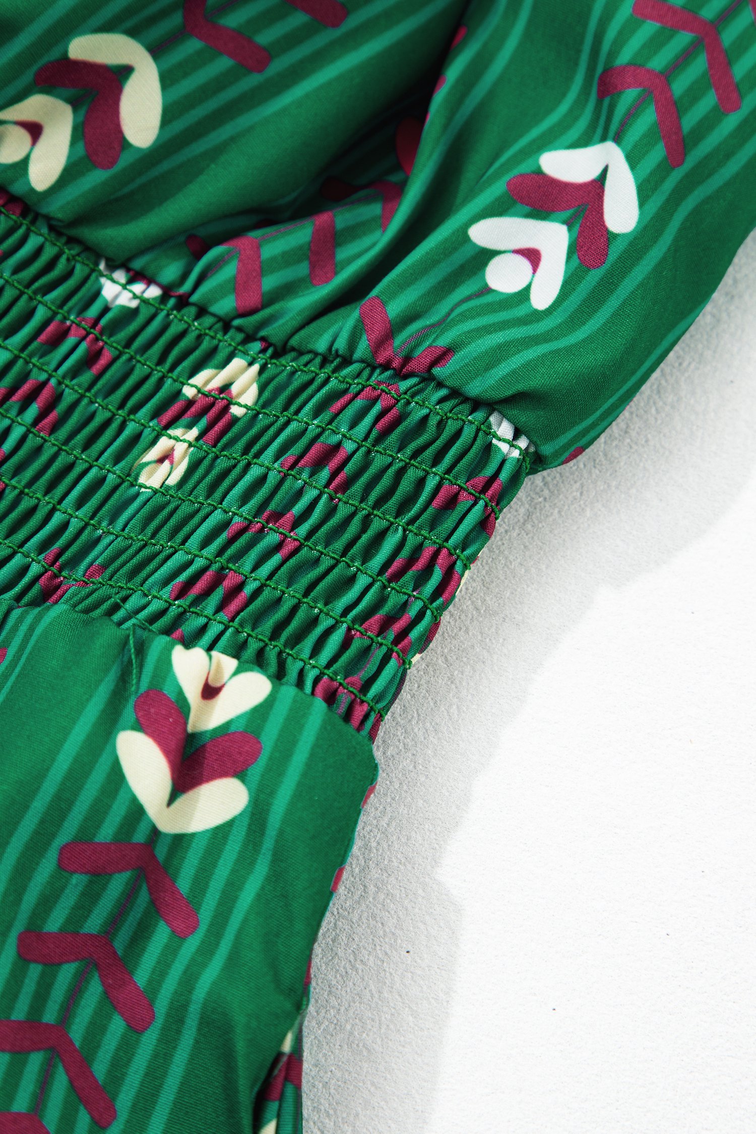 Green Floral Print V Neck Long Sleeve Shift Plus Size Dress Green Floral Print V Neck Long Sleeve Shift Plus Size Dress - Image 6