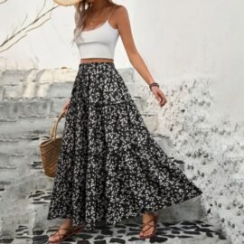 High Waisted Floral Tiered Maxi Skirt Boho A Line Flowy Long Skirt High Waisted Floral Tiered Maxi Skirt Boho A Line Flowy Long Skirt - Image 7