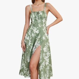 Floral Ruched Milkmaid Midi Dress | Romantic Botanical Sundress