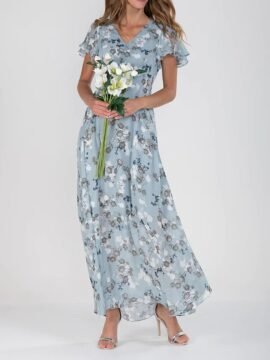 Flowers Print Short Sleeve Dress Summer Fashion Ruffle Beach Dresses Women's Clothing - Image 6