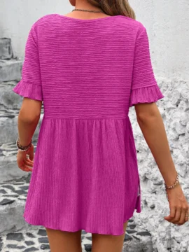 Crinkle Textured Ruffle Babydoll Blouse - Image 9