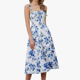 Floral Ruched Milkmaid Midi Dress - Image 5