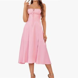 Solid Ruched Milkmaid Midi Dress Solid Ruched Milkmaid Midi Dress - Image 5