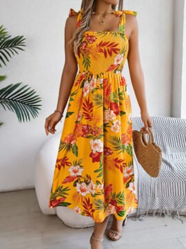 Flowers Print Suspender Corset Dress Ins Fashion Holiday Beach Long Dresses Summer Clothing For Women Flowers Print Suspender Corset Dress Ins Fashion Holiday Beach Long Dresses Summer Clothing For Women - Image 6