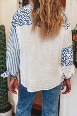 Pink Leopard Striped Western Casual Shirt Pink Leopard Striped Western Casual Shirt - Image 8