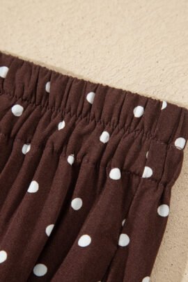 Brown Polka Dot Lace Hem Elegant Long Shift Skirt - Image 8