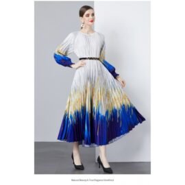 Tie Dye Pleated Maxi Dress Long Sleeve - Image 5