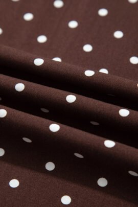 Brown Polka Dot Lace Hem Elegant Long Shift Skirt - Image 11