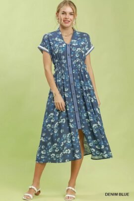 Floral Midi Shift Dress - Full Button-down & Ruffle Sleeve 91160e09-570d-492f-82bf-ee07d6c1519f-Max-Origin