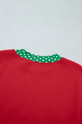 Dark Blue Polka Dot Trim Baggy Pullover 2pcs Short Set - Image 36