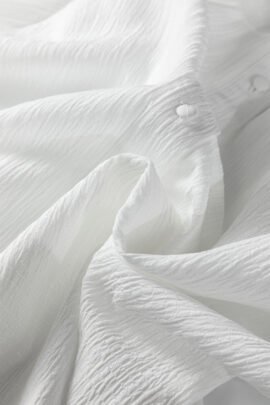 White Crinkled Texture Lantern Sleeve Button Down Loose Shirt White Crinkled Texture Lantern Sleeve Button Down Loose Shirt - Image 8