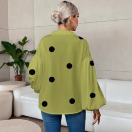 Polka Dot Half-Open Neck Loose Bubble Sleeve Long Sleeve Top Polka Dot Half-Open Neck Loose Bubble Sleeve Long Sleeve Top - Image 4