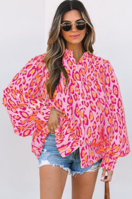 Jet Stream Oversized Leopard Print Balloon Sleeve Casual Shirt Jet Stream Oversized Leopard Print Balloon Sleeve Casual Shirt - Image 7