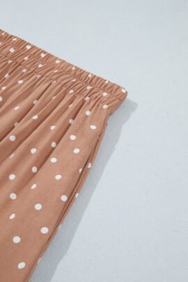 Brown Polka Dot Lace Hem Elegant Long Shift Skirt - Image 21
