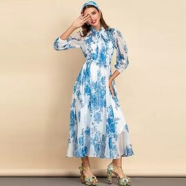 Sheer Floral Maxi Dress | Ruffle Shirt Dress