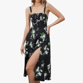 Floral Ruched Milkmaid Midi Dress - Image 2